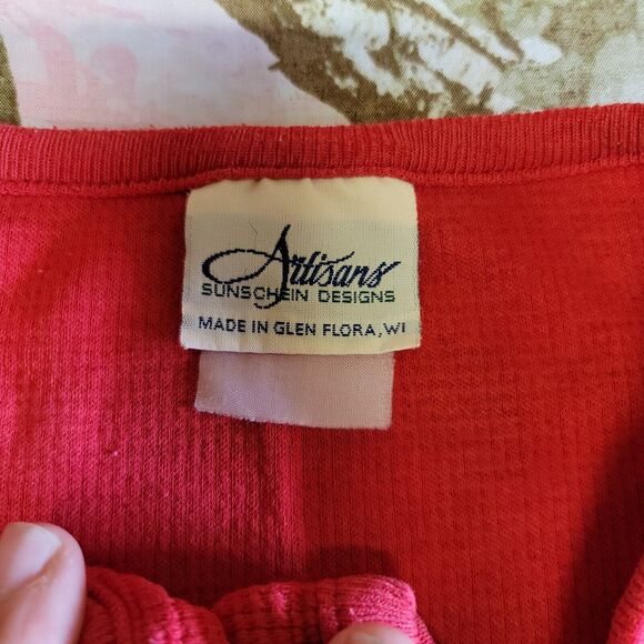 Artisans 2 Piece Pajama Thermal Short Set Vintage No Size Tag Red Christmas - Picture 8 of 12